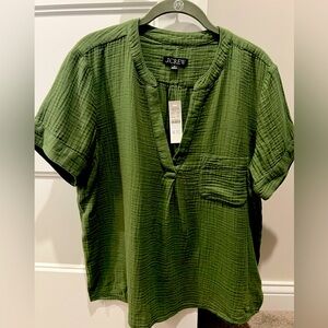 J Crew V-neck double-gauze popover, new with tags, size M